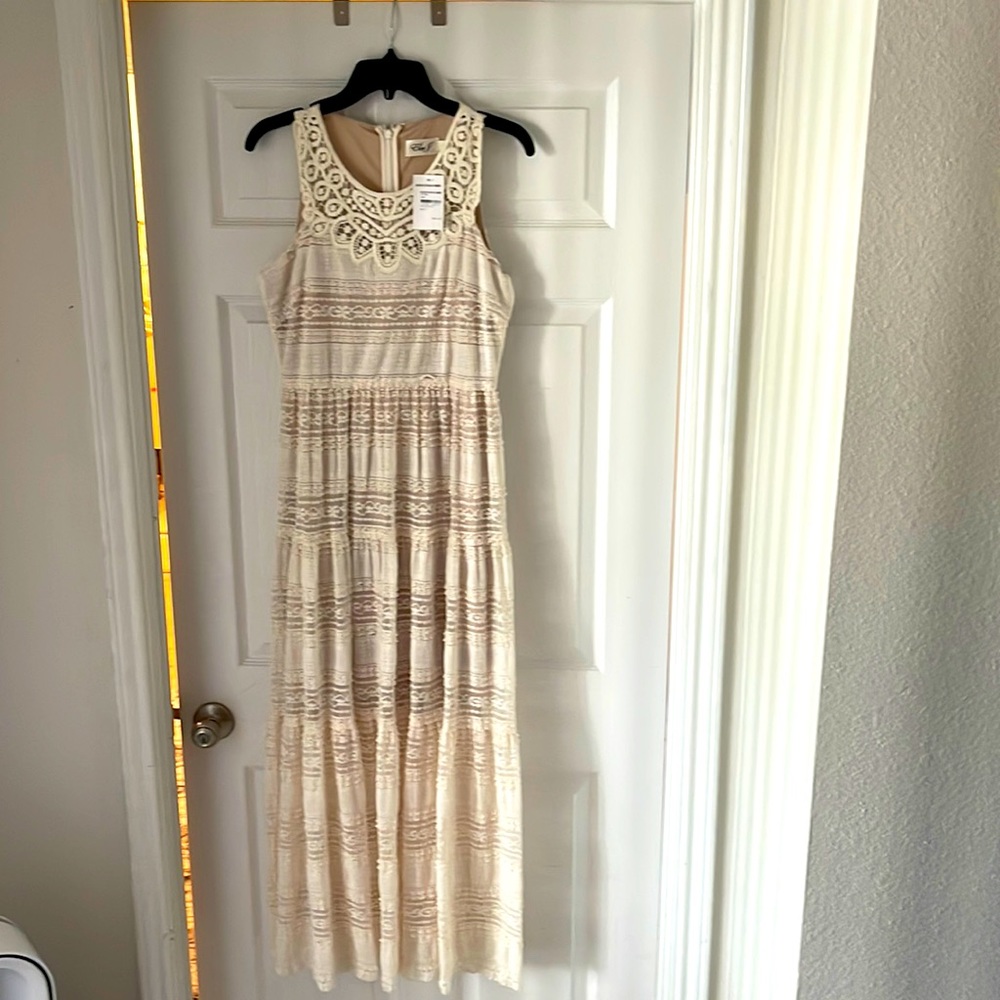 Beige lacy long dress